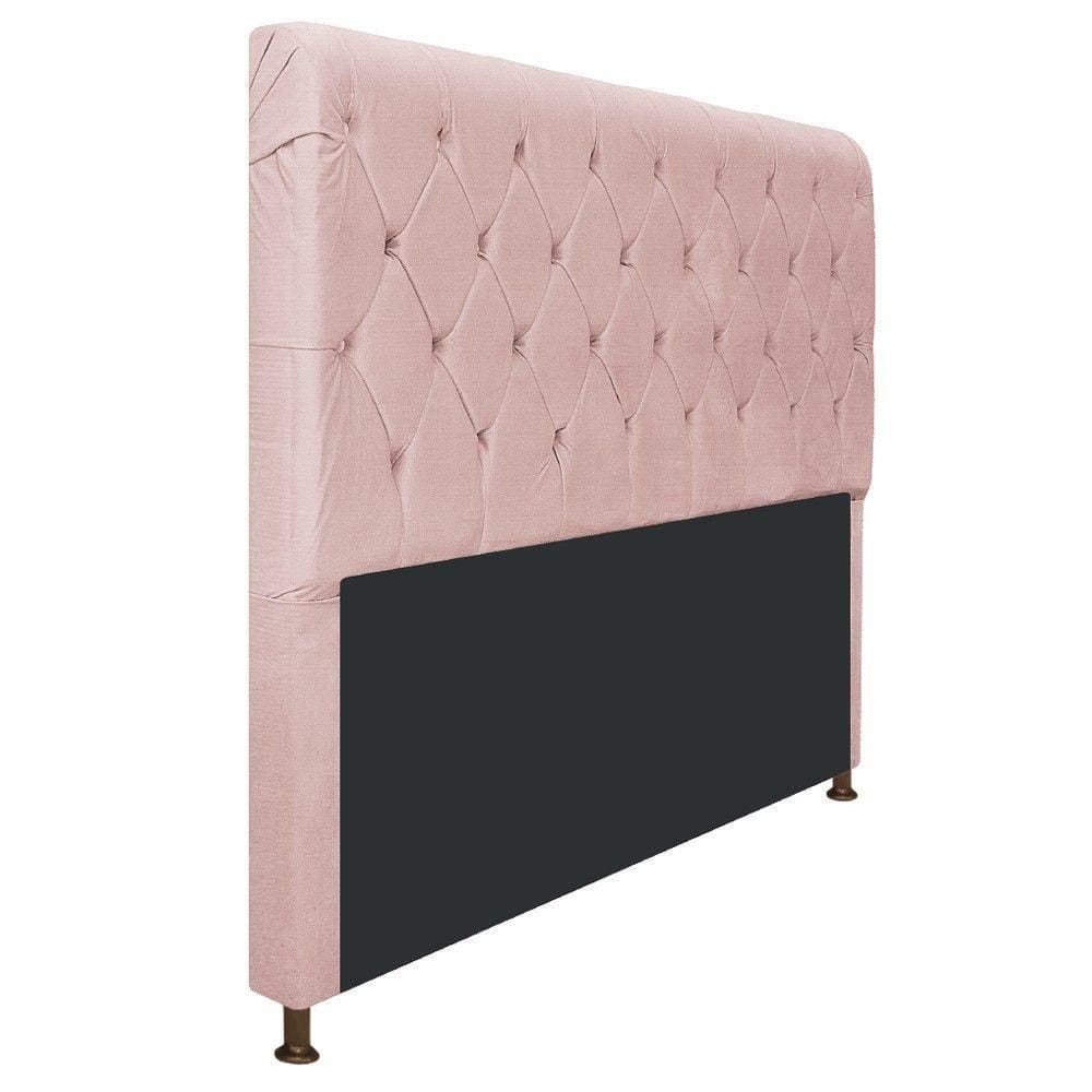 Cabeceira Cristal 195 Cm King Size Com Capitonê Suede Rosê