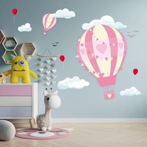 Adesivo de Parede Balão Menino E Menina Balão Rosa