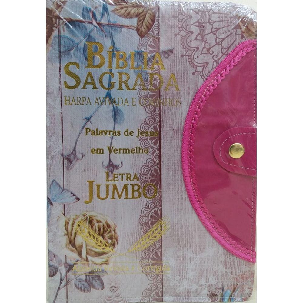 Bíblia jumbo luxo botão c. harpa RC cpp