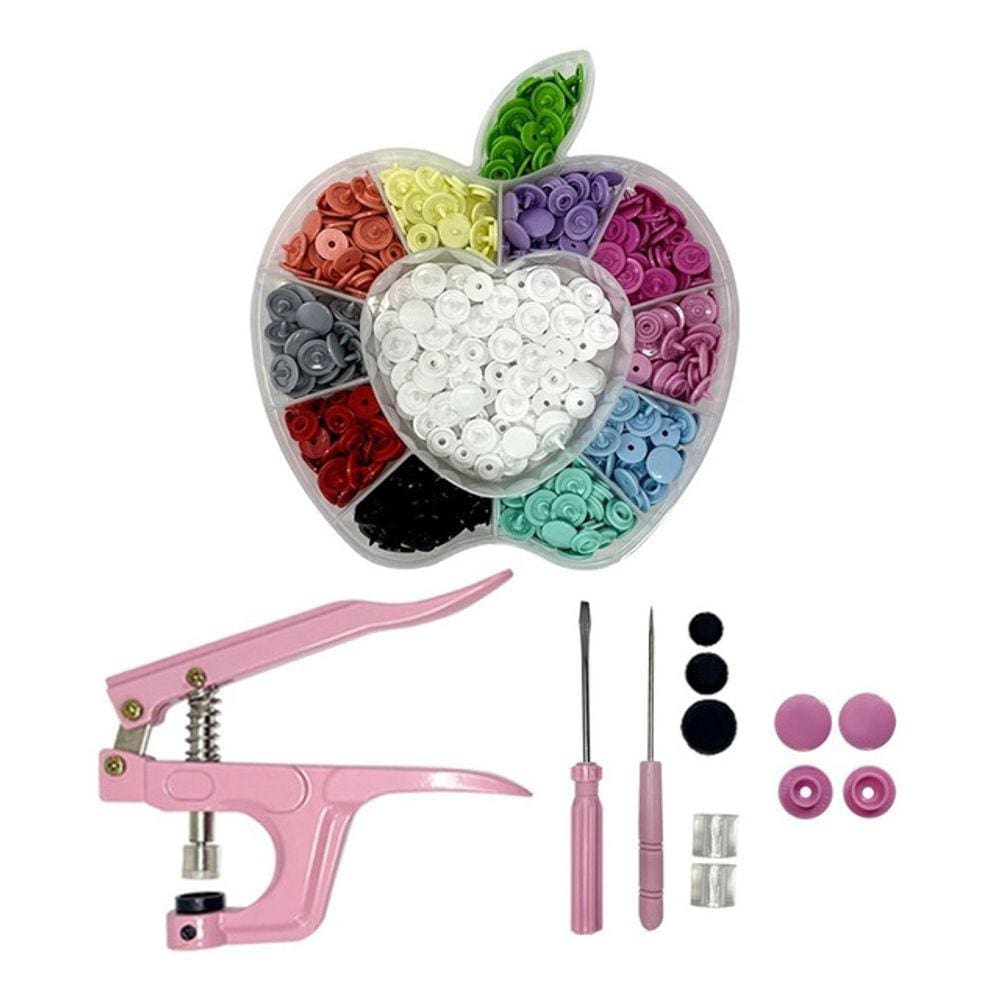 Alicate Pressão Prega Botão Ritas Rosa 130 Botões Rita 12mm