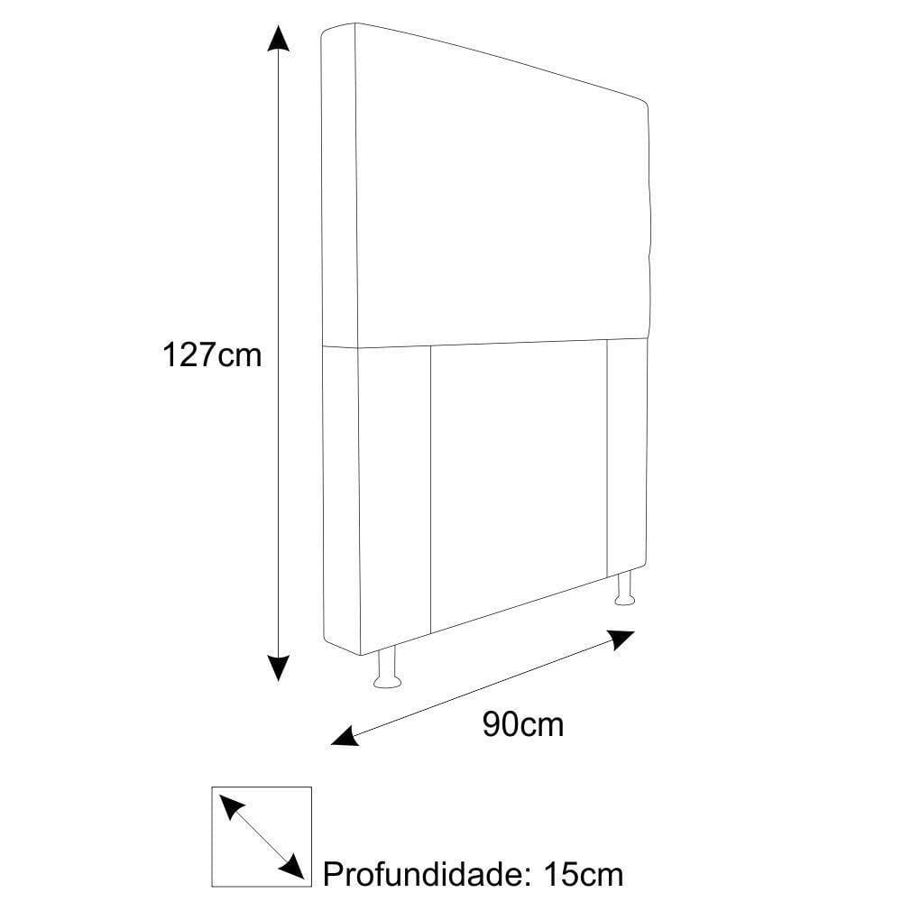 Cabeceira Turim 90 Cm Solteiro Suede Cinza