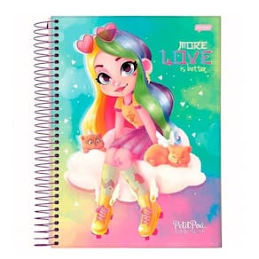 Caderno Espiral Jandaia Universitário Capa Dura Petit Poa 10 Matérias 160 Folhas Embalagem com 4 Unidades