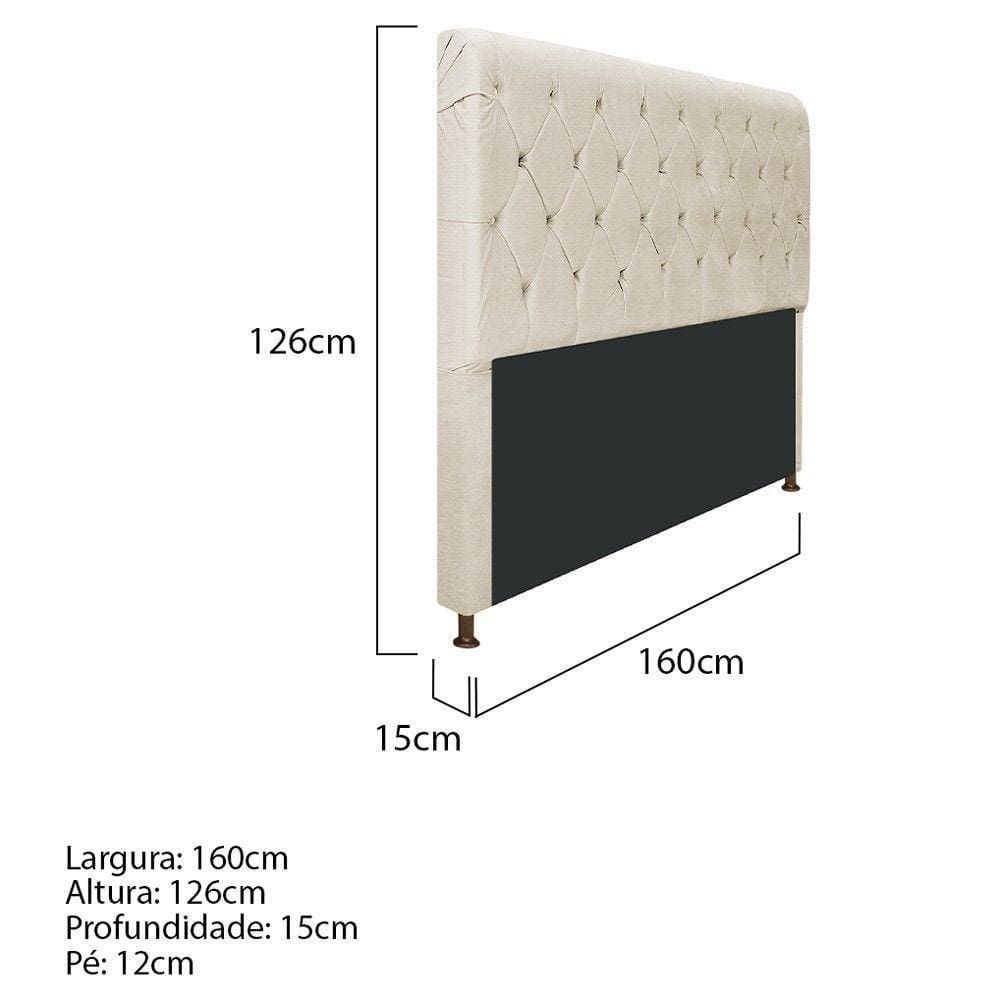 Cabeceira Cristal 160 Cm Queen Size Com Capitonê Corano Bege