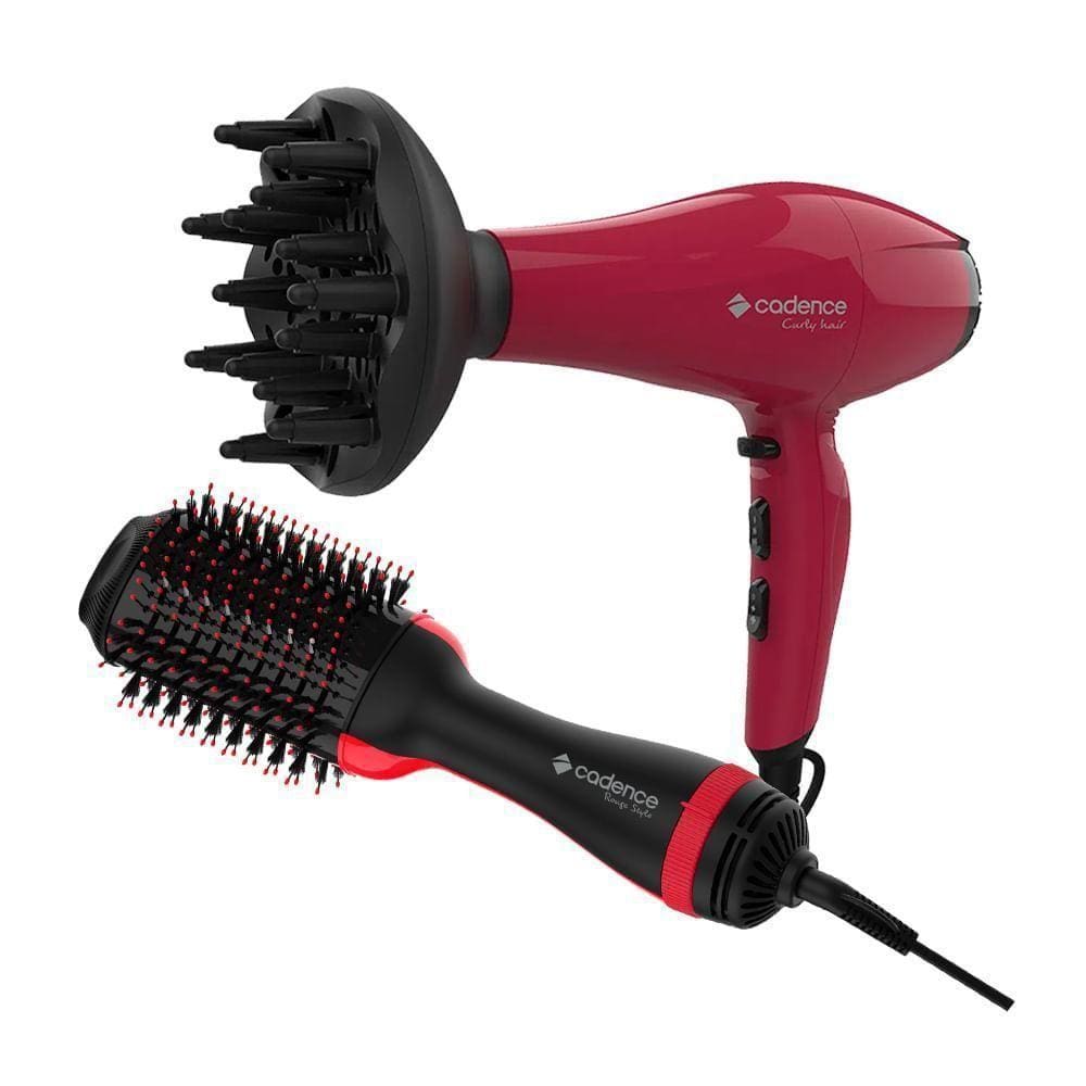 Kit Escova Alisadora Cadence E Secador Curly Hair - 220v