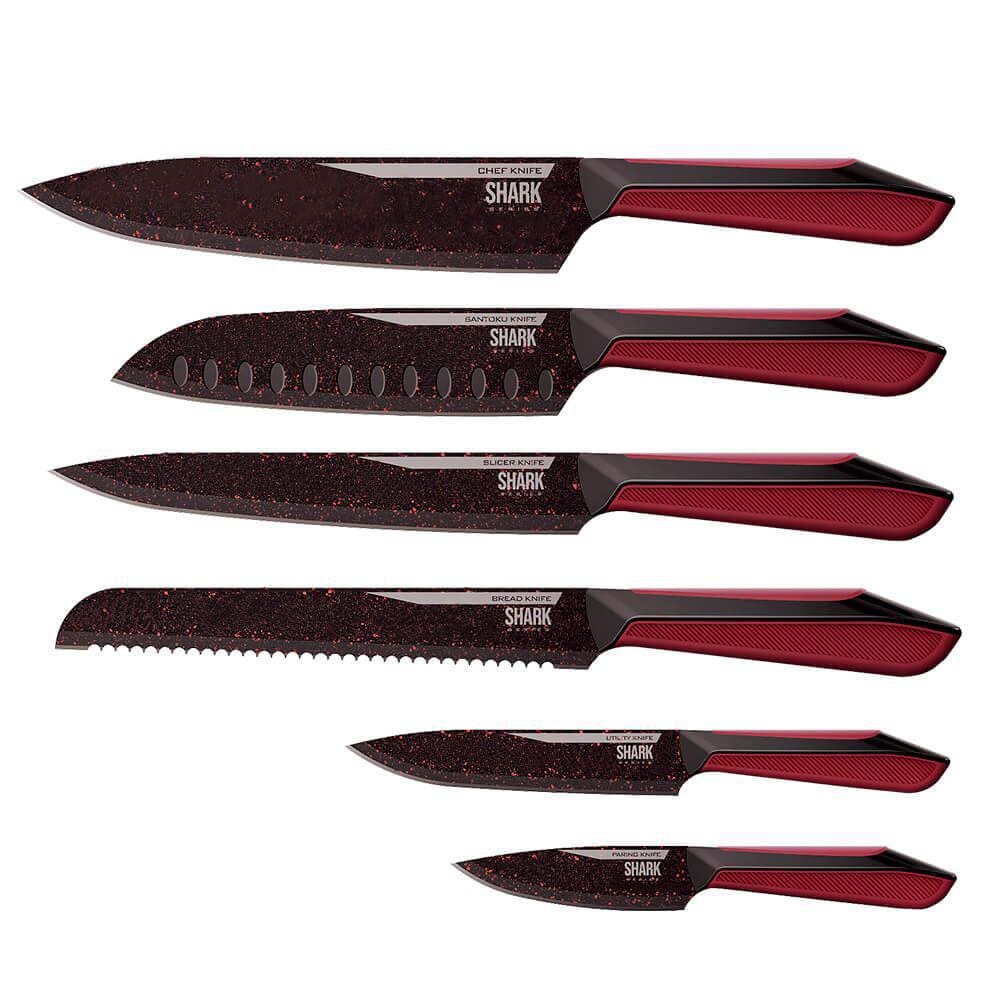Conjunto de Facas Special Cut Red Ichef Polishop Shark Series
