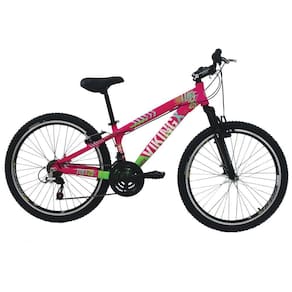 Bicicleta Freeride Aro 26 21 Vel Rosa/Verde VikingX TUFF25