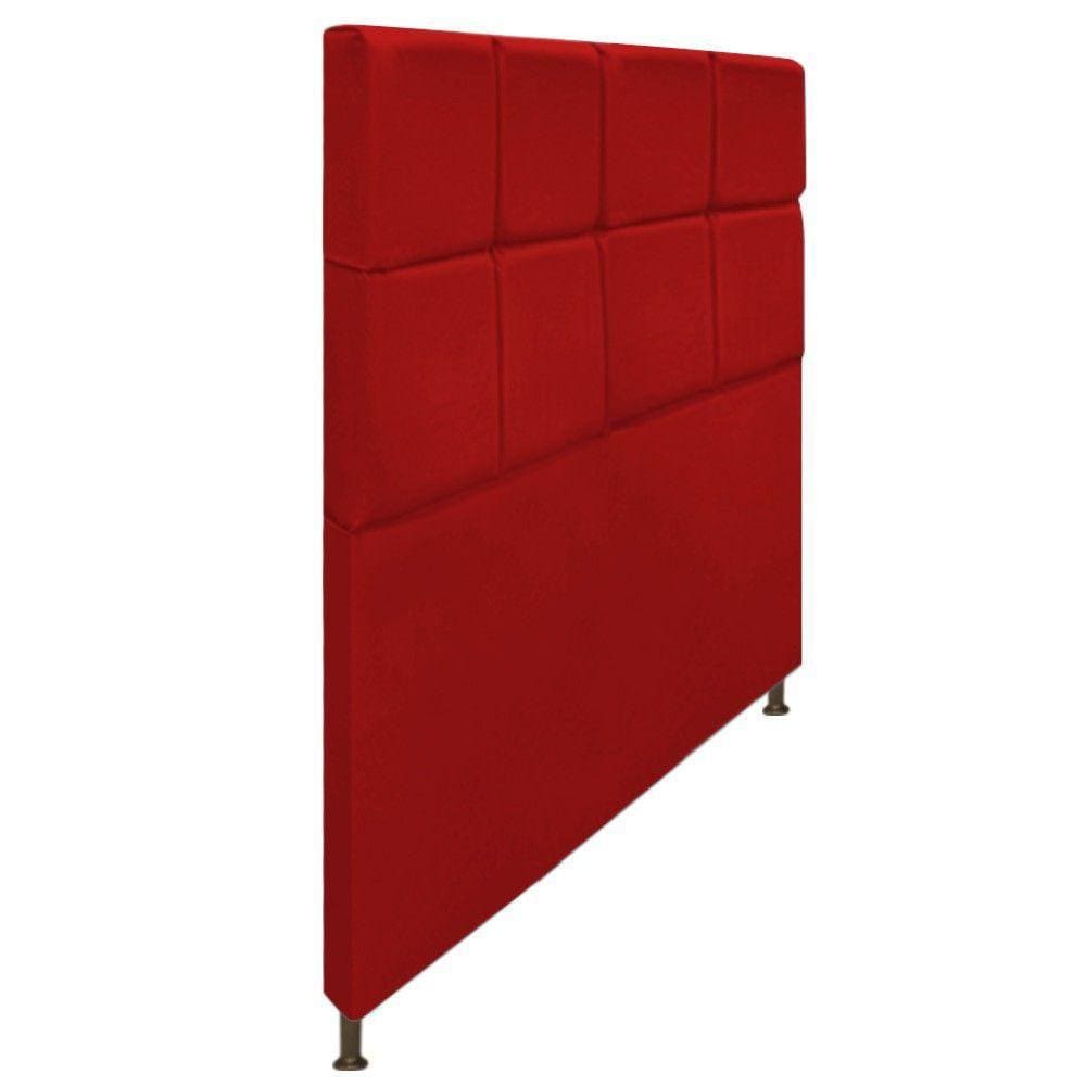 Cabeceira Damares 140 Cm Casal Com Botonê Suede Vermelho