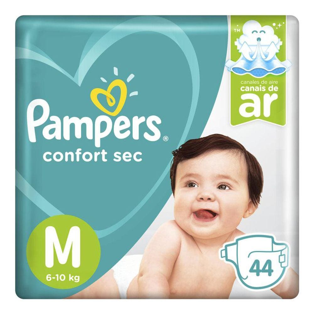 Fralda Descartável Pampers Confort Mega Média Com 44 Unidades