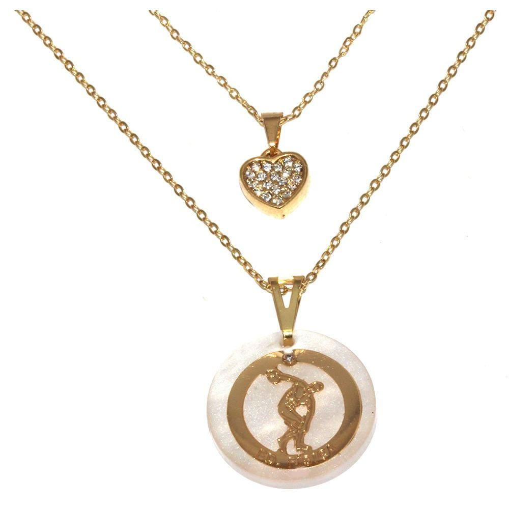 Colar Duplo Esporte Educação Física Folheado Ouro 18k