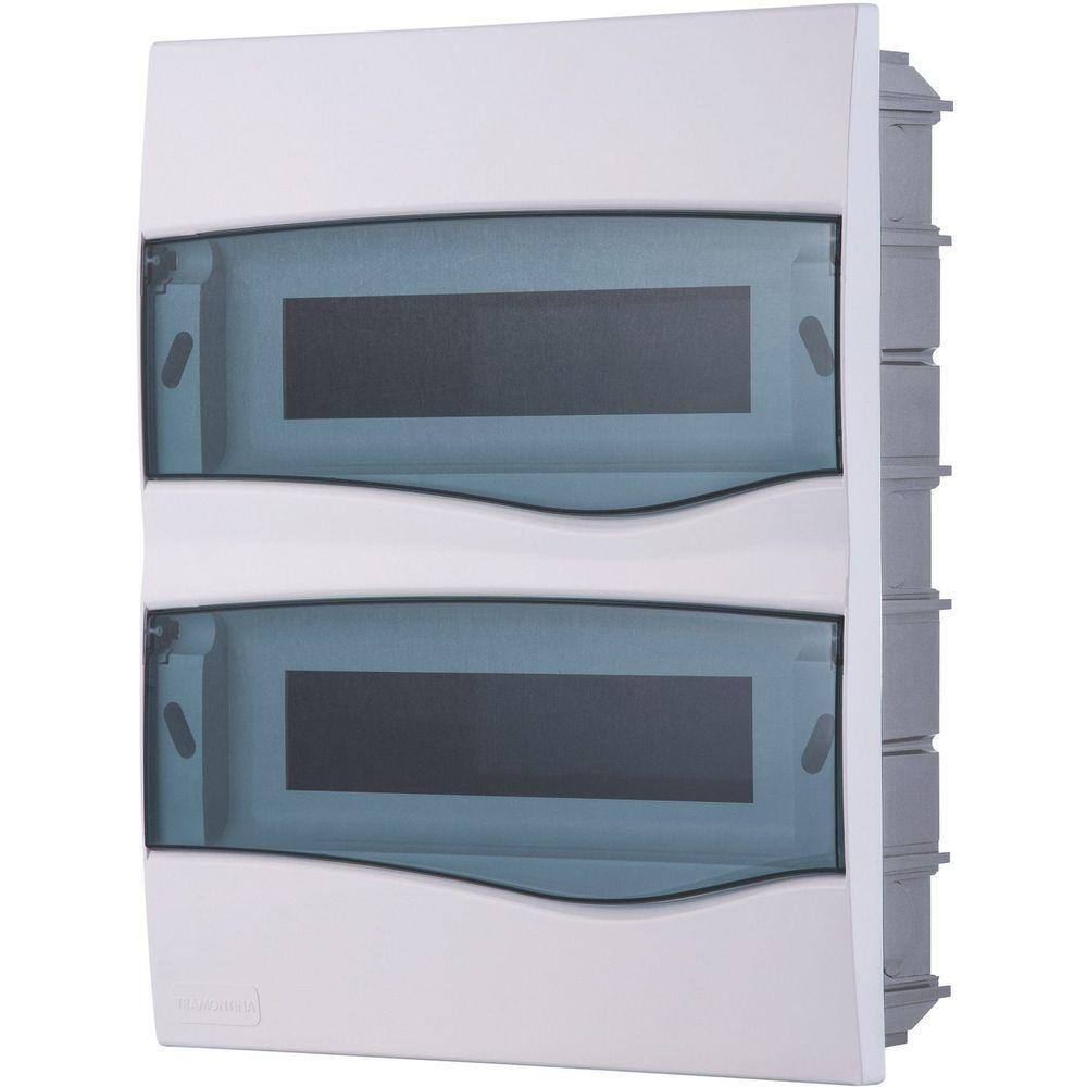 Quadro de Distribuição de Embutir 24 DIN ou 16 NEMA Tramontina com Porta Transparente Tramontina