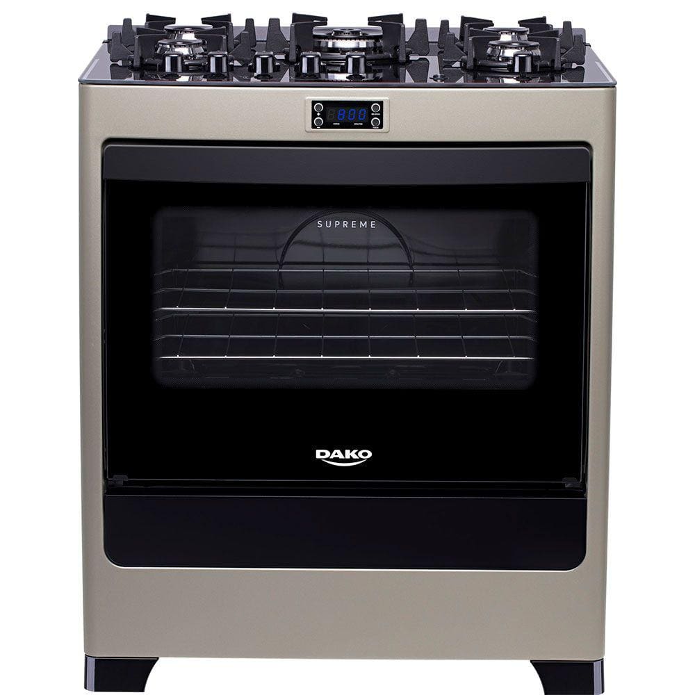 Fogao 5 bocas Dako Supreme Timer Glass Titanium com mesa de vidro