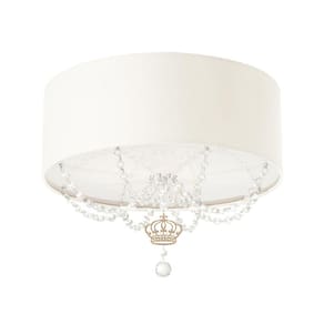 Plafon Coroa Com Cristal Quarto Bebê 40X15 Branco