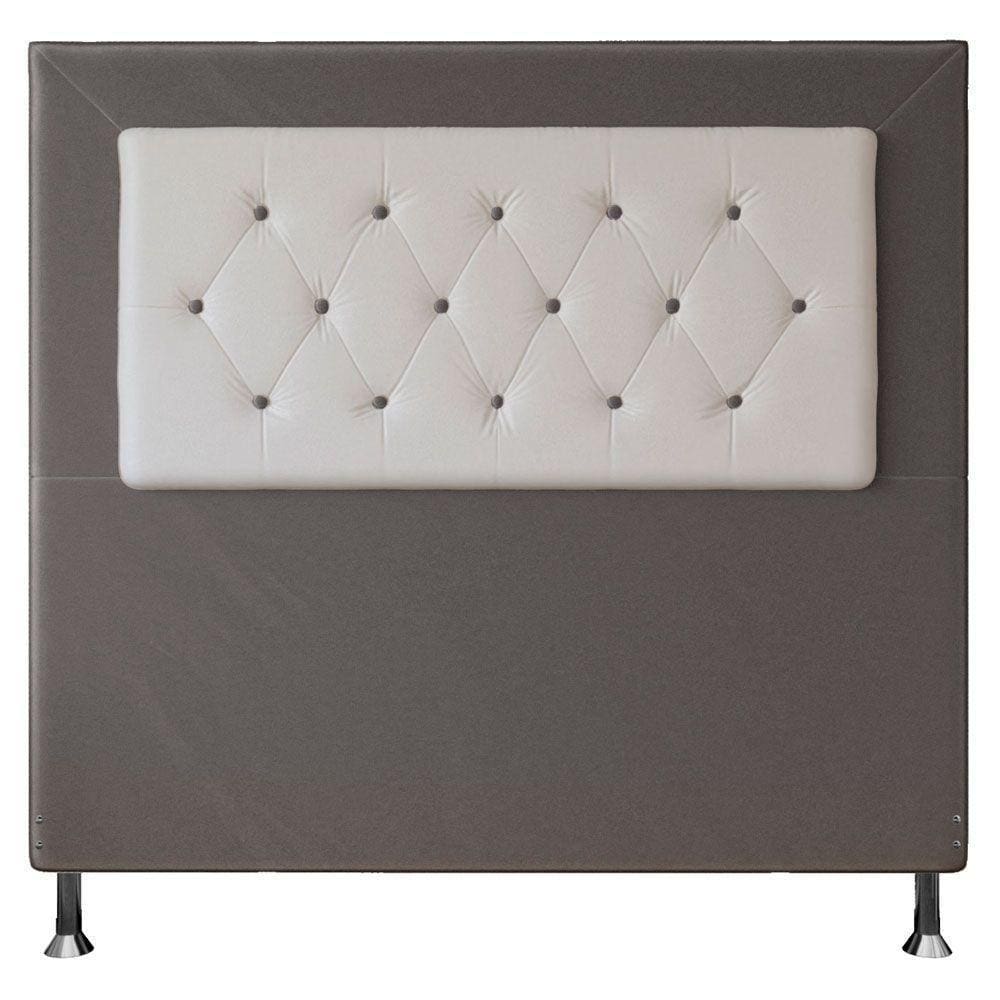 Cabeceira Casal 1,40m Havana Suede Cinza Branco