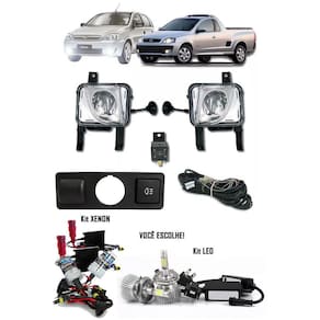 Kit Farol de Milha Neblina Chevrolet Novo Corsa 2002 à 2012 Montana 2003 à 2011 + Kit Xenon 6000K 8000K ou Kit Lâmpada LED