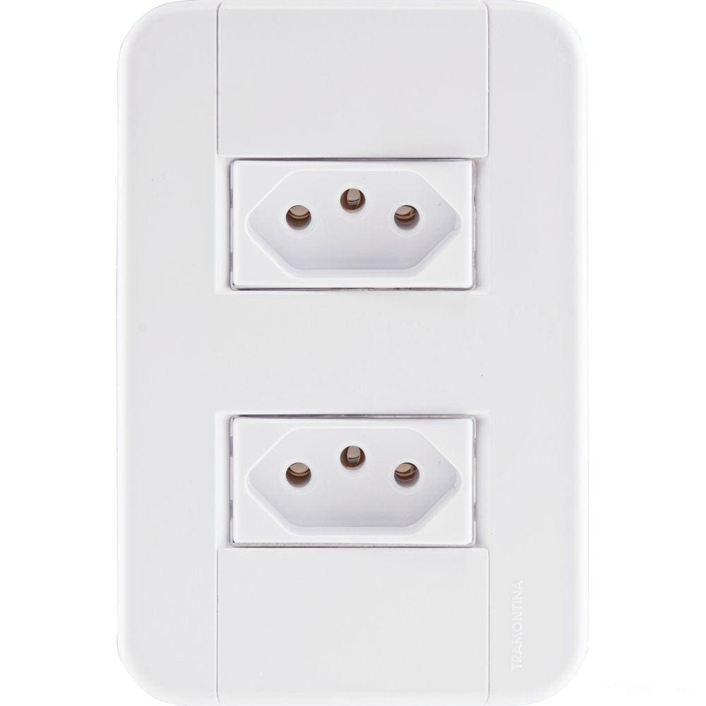 Conjunto 4x2 com 2 Tomadas 2P+T 20 A 250 V Tramontina Tablet Branco Tramontina