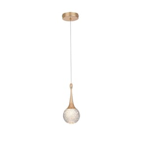 Pendente Globo Cristal Bolha Dourado Led 5W 3000K Bivolt