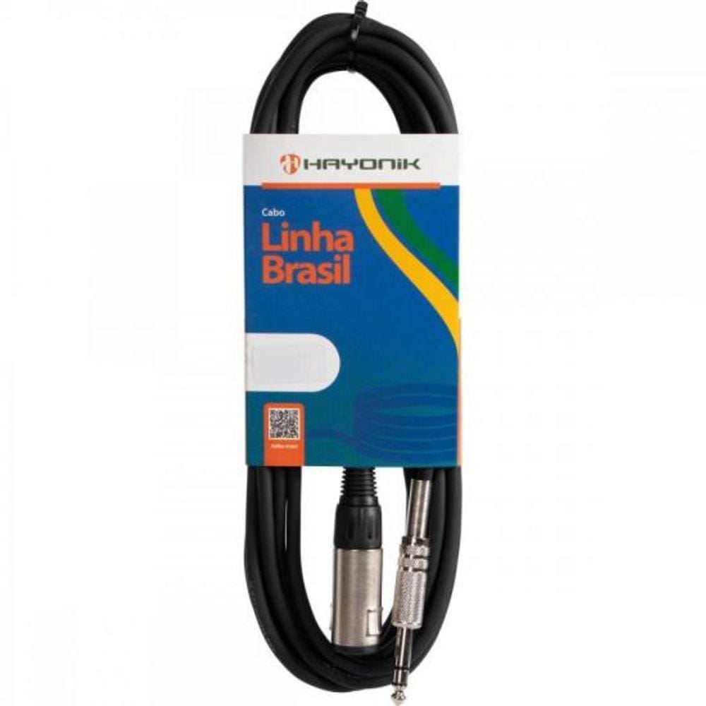 Cabo Extensor P10 (F) X P10 (M) Estéreo 3Mts Linha BRASIL HAYONIK