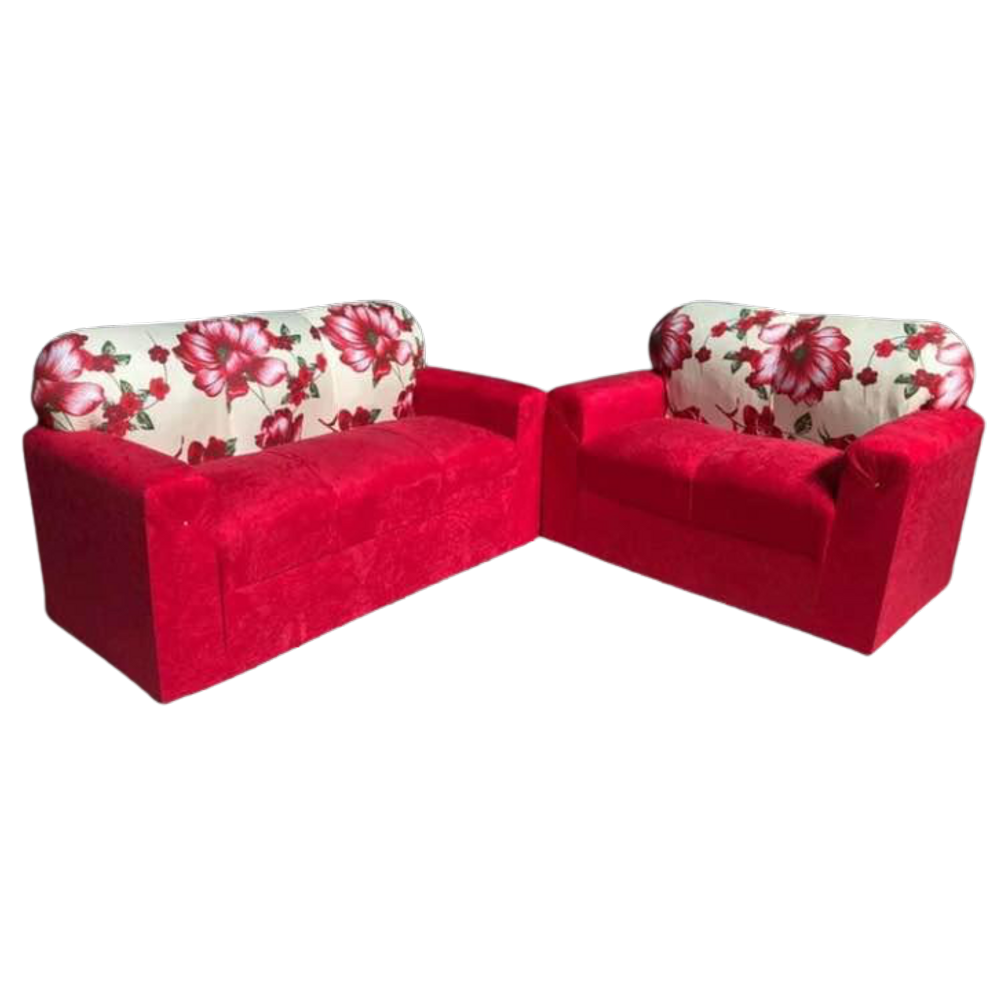 Jogo de Sofá de 2 e 3 Lugares Vermelho Floral