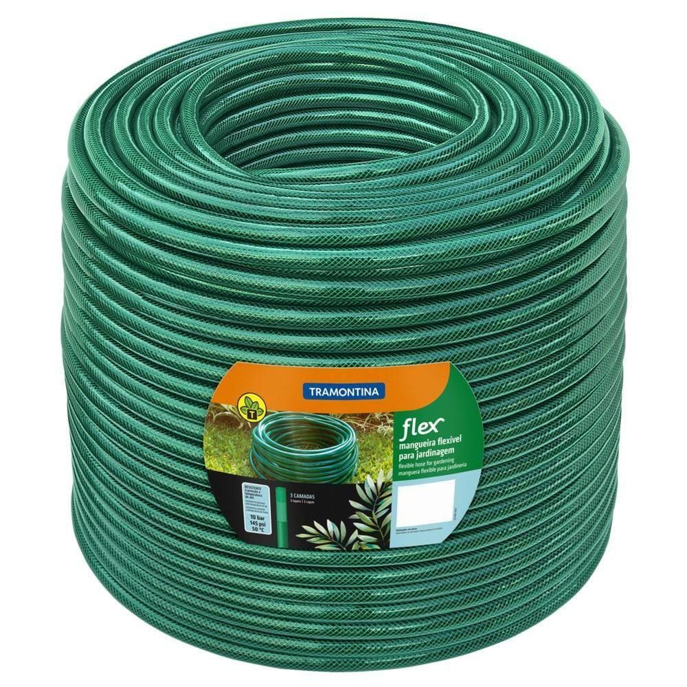 Mangueira Flex 3/4´´ Tramontina Verde em Pvc 3 Camadas 50M