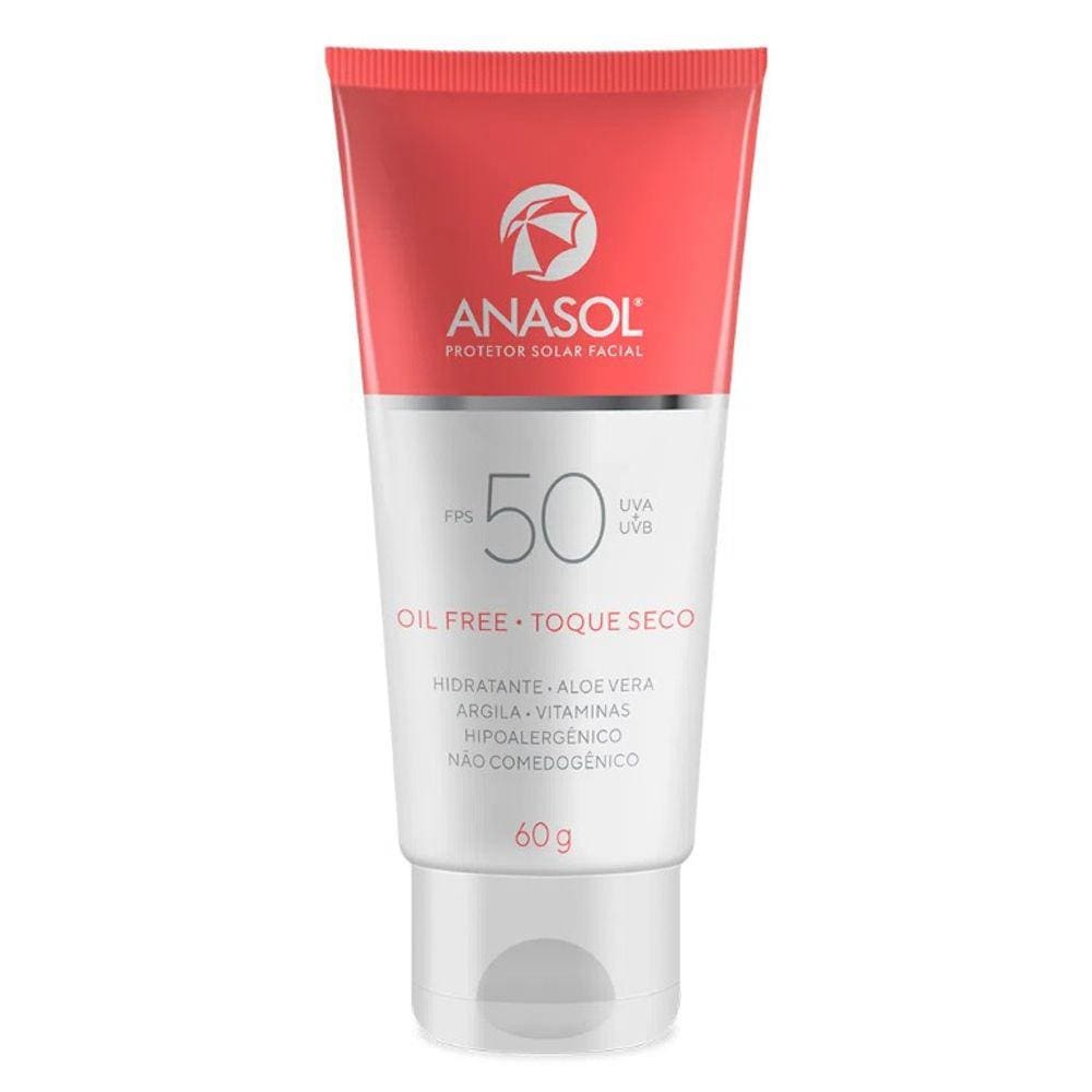 Protetor Solar Facial Oil Free Toque Seco 50 FPS Anasol 60 G - Vitamina E e Aloe Vera