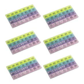 Kit 6 Pçs Caixa Para Medicamento Porta Comprimidos Semanal Diário 28 Compartimentos
