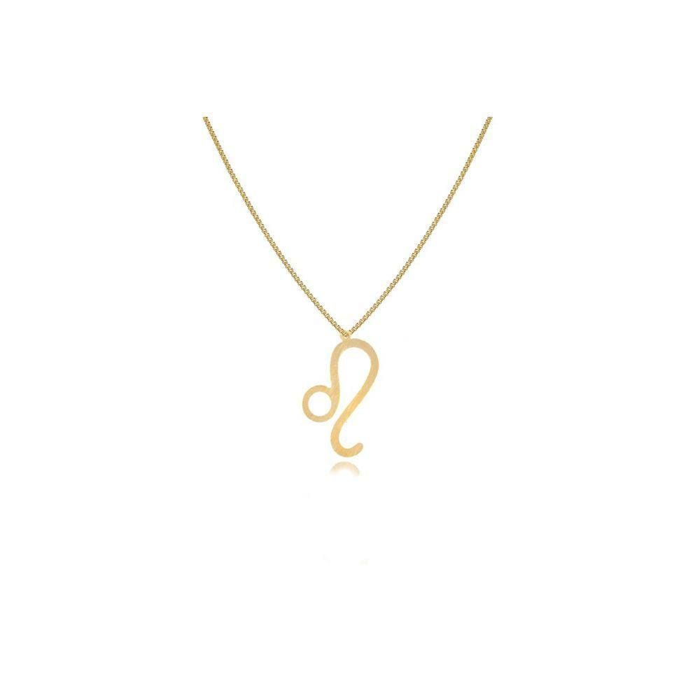 Colar Signo De Leão Folheado Em Ouro 18k