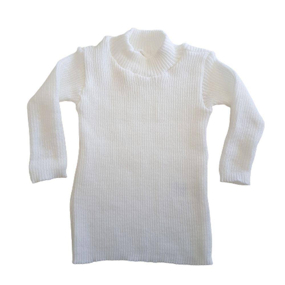 Blusa Básica Cacharrel de Tricô Branco Tricô Kids