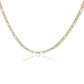 Colar Corrente Com Elos Sequenciados Folheado Em Ouro 18k