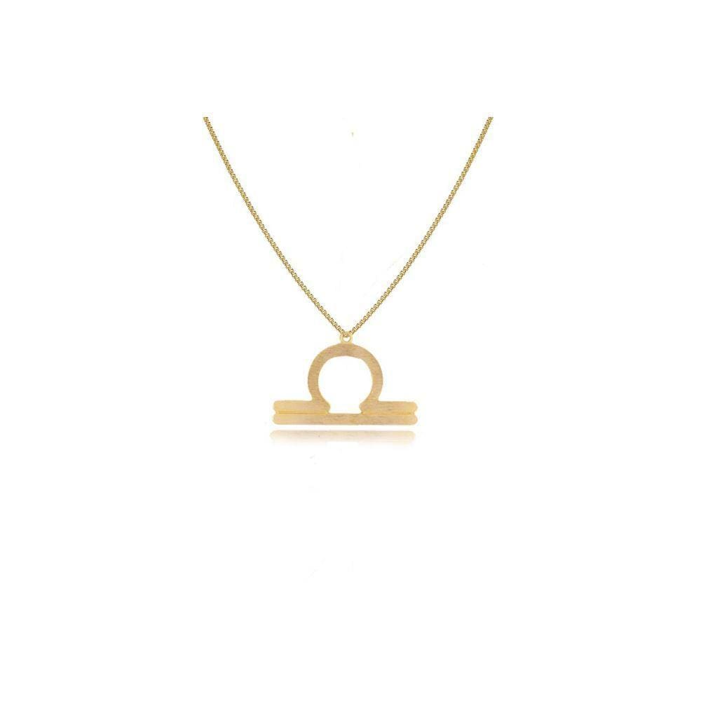 Colar Signo De Libra Folheado Em Ouro 18k