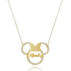 Colar Mickey E Miney Nome Trabalhado Em Zircônia