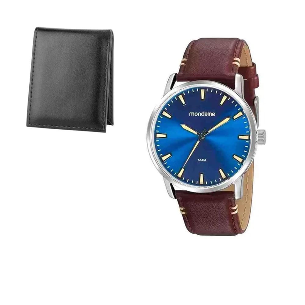 Relógio Magnum Masculino Ma33399a Dourado Azul Couro