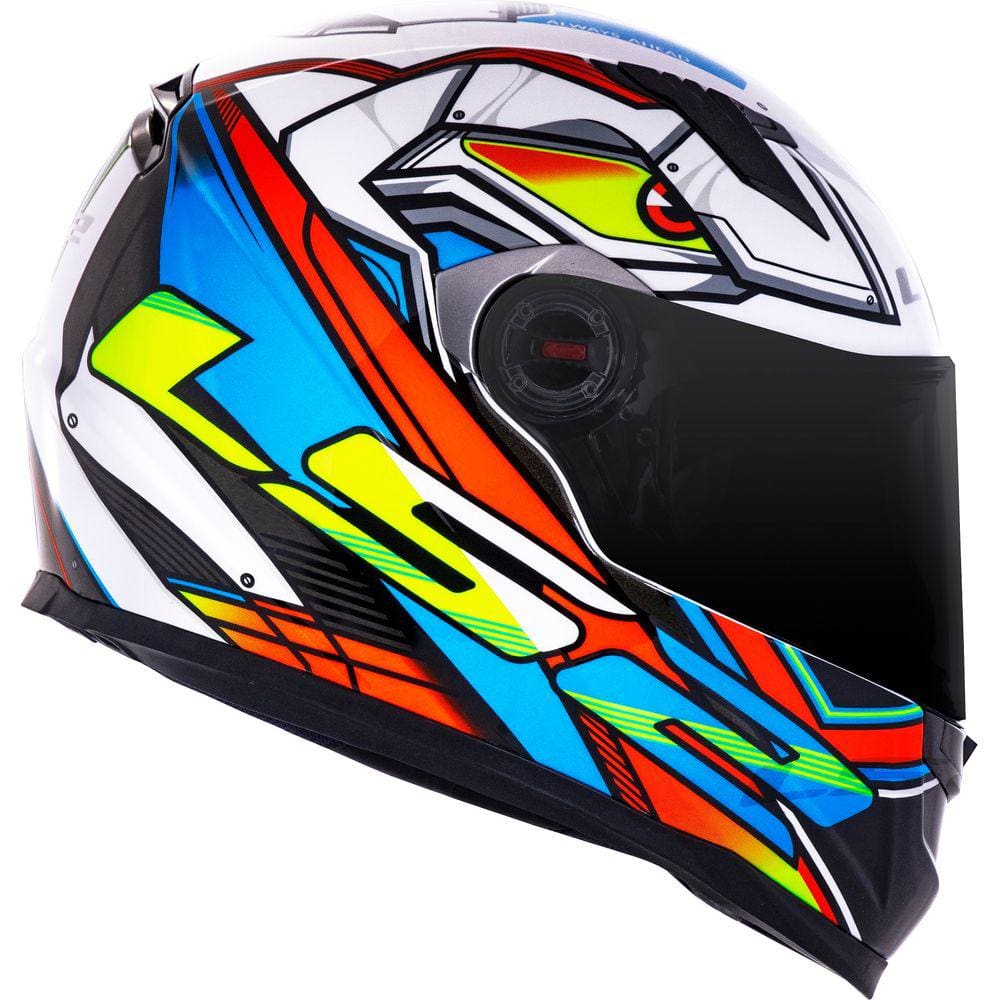 Capacete Ls2 Ff358 Xdron Neon Laranja Azul Amarelo Branco