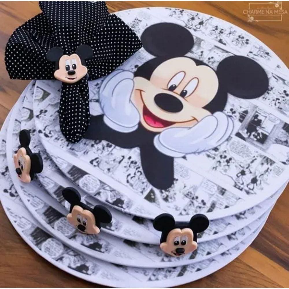 Kit 4 Capas Sousplat Supla Mickey Rosto