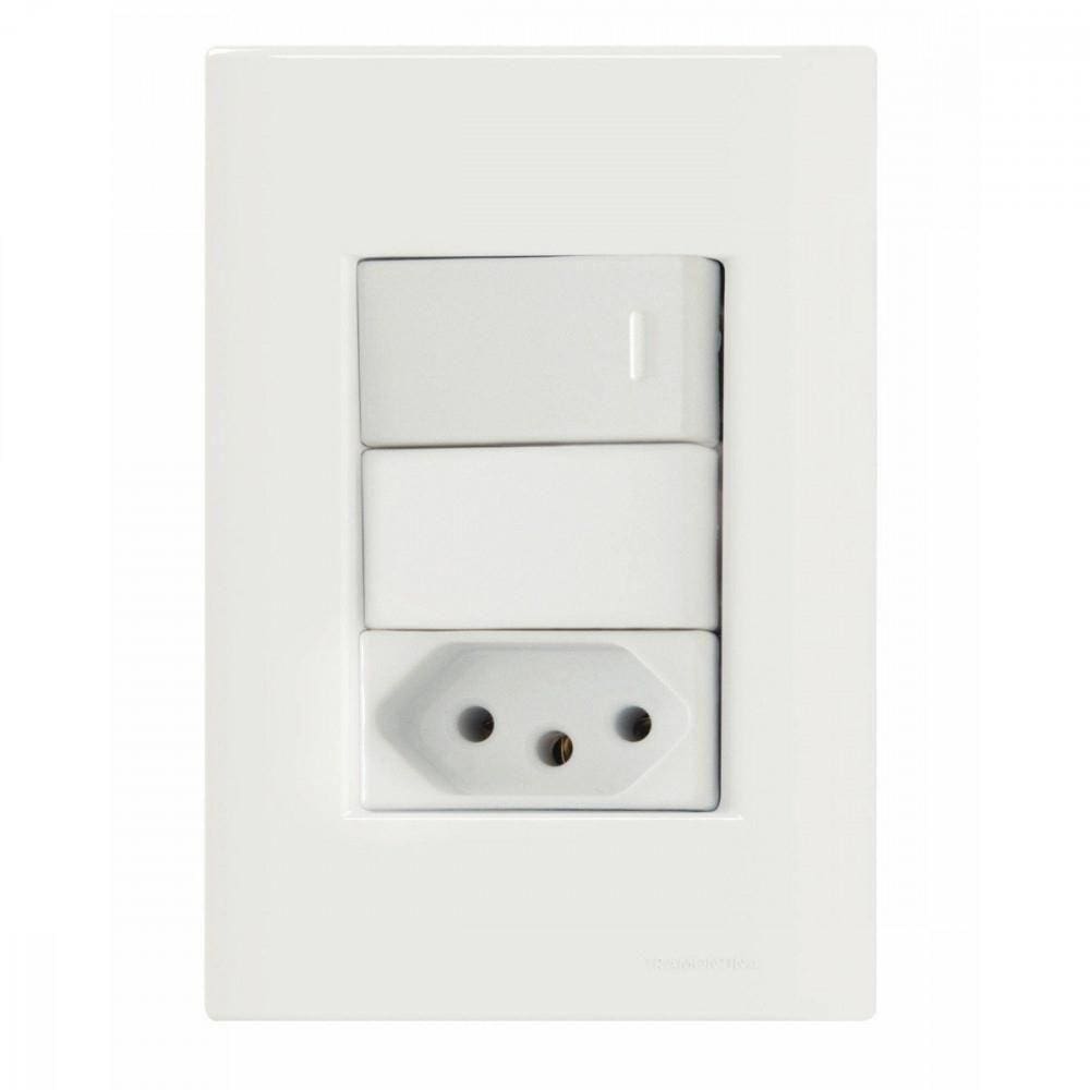 1 Interruptor Simples 10 A 250v e 1 Tomada A 250v Giz Branco