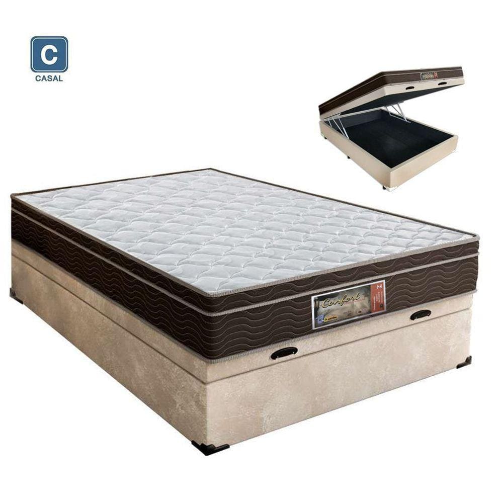 Cama Box casal com baú + Colchão Molas Bonnel