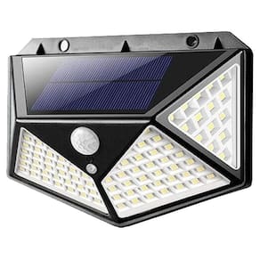 Luminária Parede Solar 100 Leds Bateria Luz Balizador Jardim
