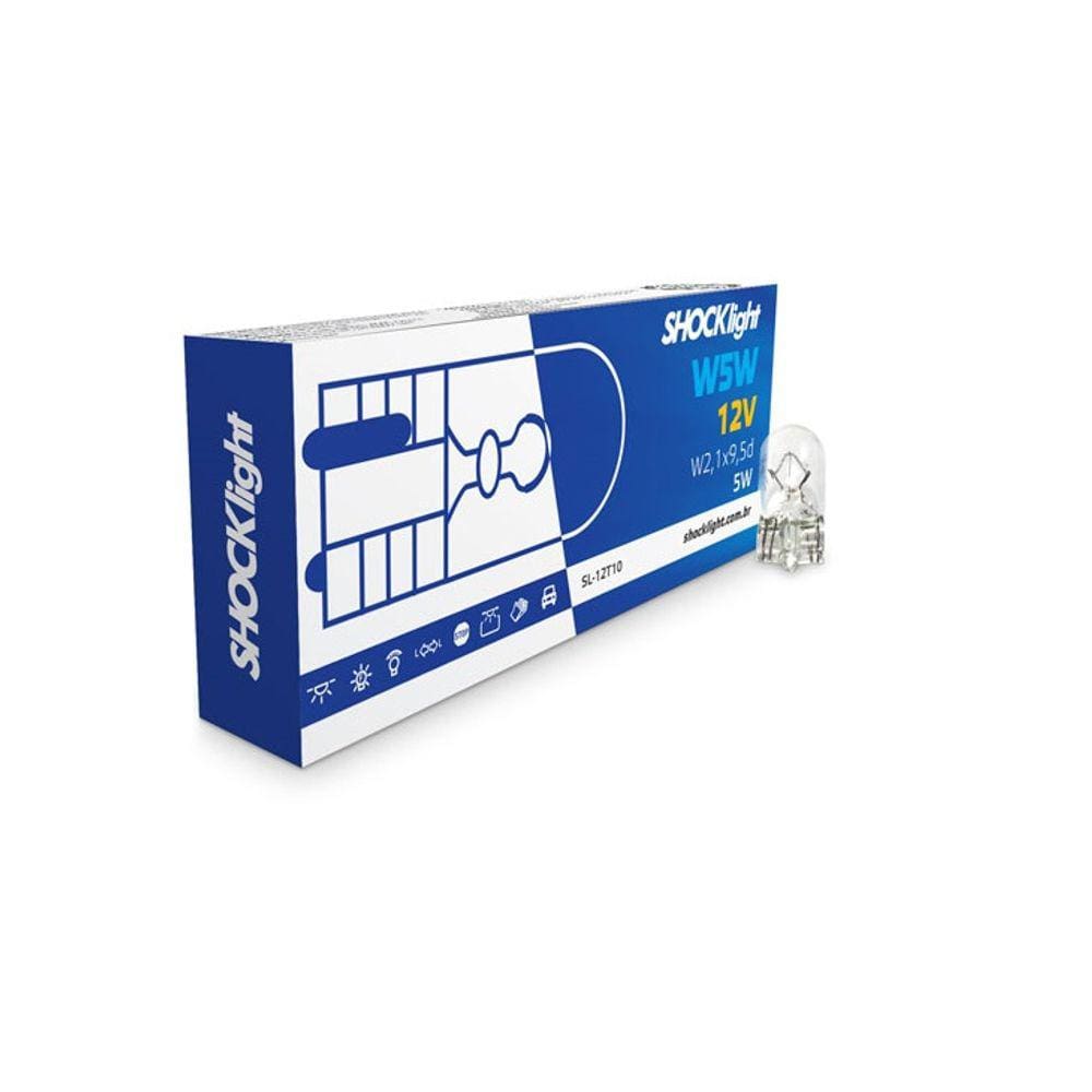 Lampada Shocklight T10 Pingao 12v W2,1 X 9,5d caixa c/ 10 un