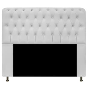 Cabeceira Estofada Lady Com Strass 140cm Queen Size Branco