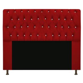 Cabeceira Estofada Lady com Strass 160cm Queen Size Vermelho