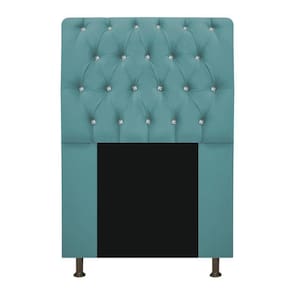 Cabeceira Estofada Lady Com Strass 90cm Queen Azul Turquesa