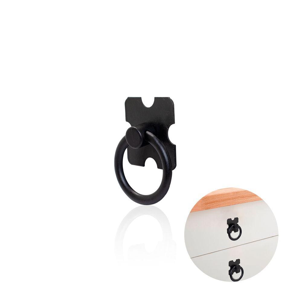 Puxador Colonial Argola 37 mm Preto Fosco para Portas e Gavetas