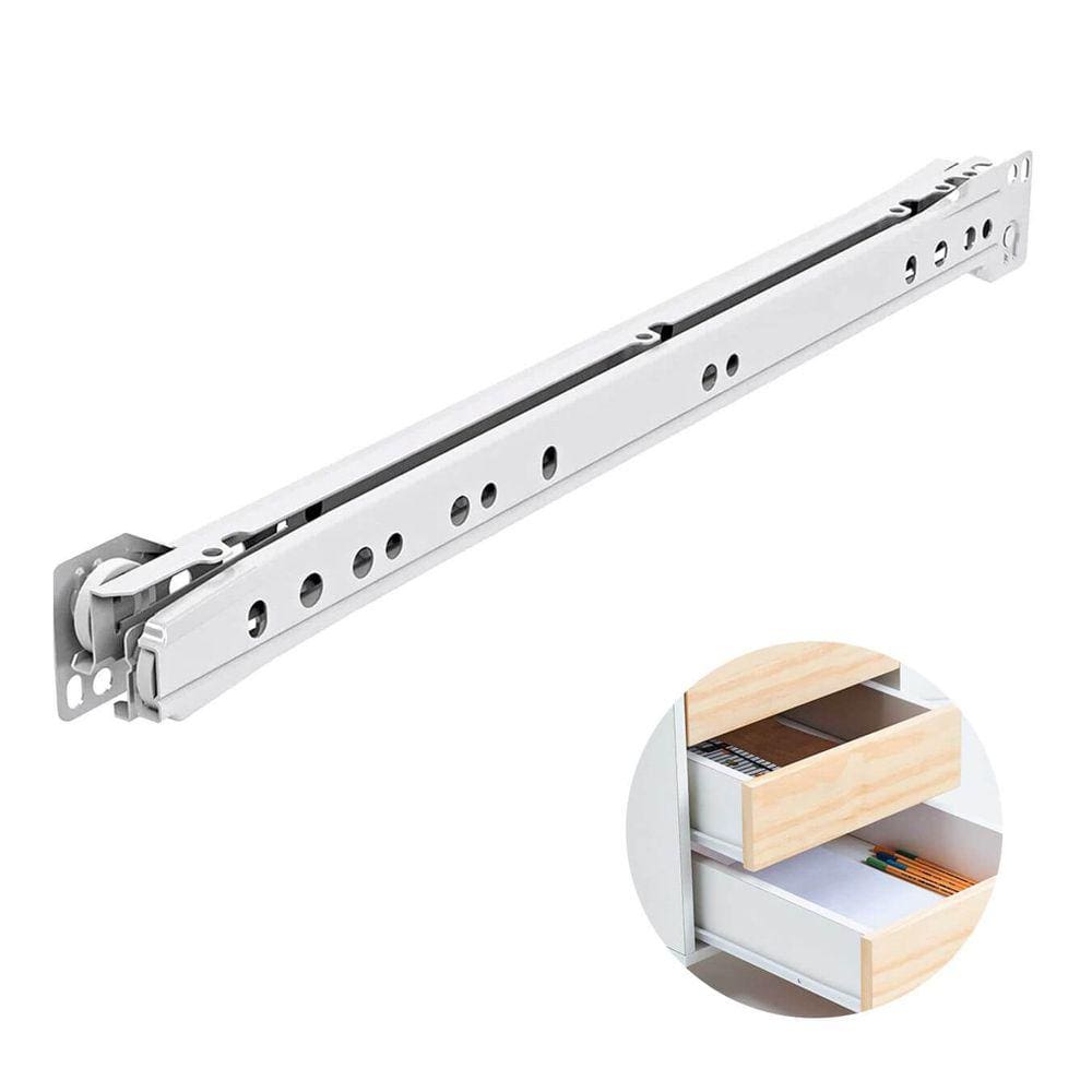 Corrediça Branca 50 cm Deslizamento por Rodinhas para Uma Gaveta