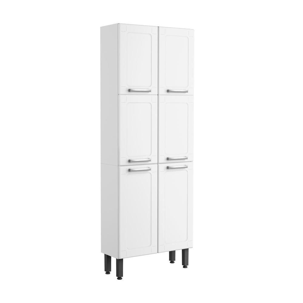 Paneleiro Armário Duplo Multiuso Organizador Alto 6 Portas 5 Prateleiras Múltipla Cozinha Branco