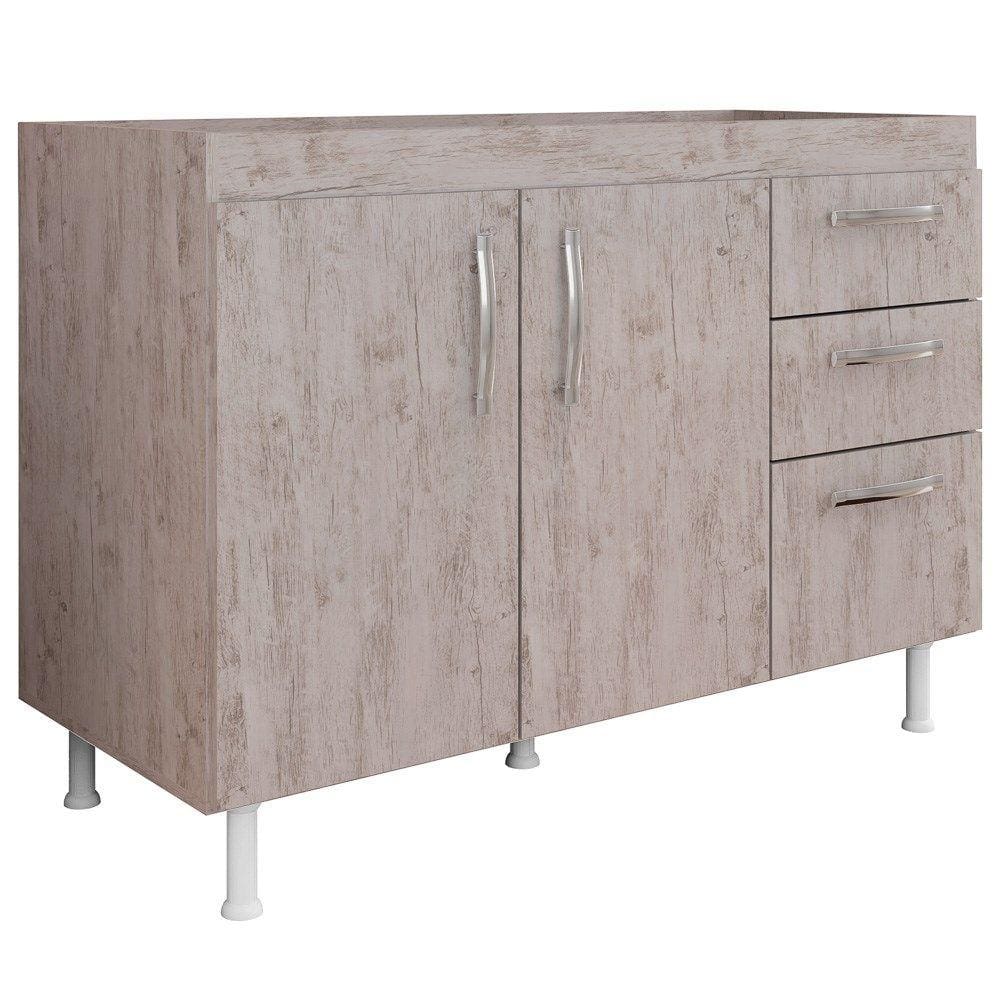 Balcão Gabinete de Pia Sem Tampo 120cm Nathan 2 Portas Rústico - SSX Multicoisas