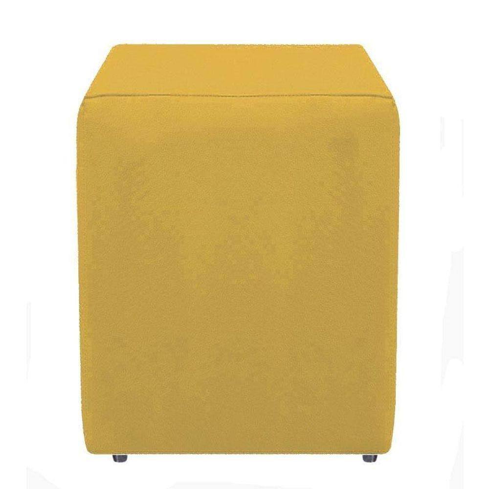 Pufe Puff Quadrado Cubo Decorativo Suede Amarelo