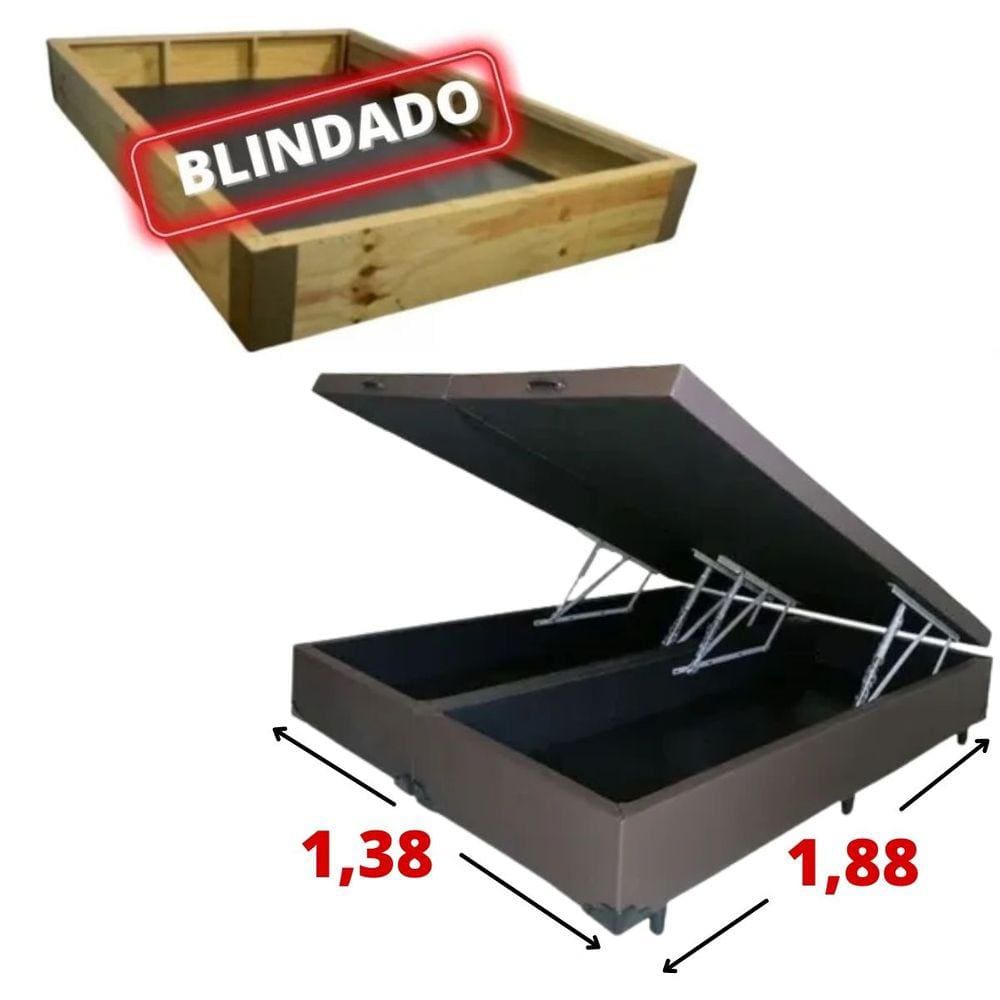 Cama Baú Casal 1,38 x 1,88 -Bipartido / Blindado / Reforçado