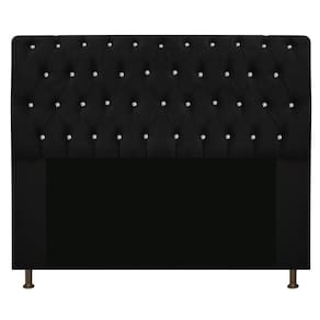 Cabeceira Estofada Lady com Strass 160cm Queen Size Preto