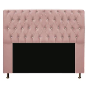 Cabeceira Estofada Lady com Strass 160cm Queen Size Rosê