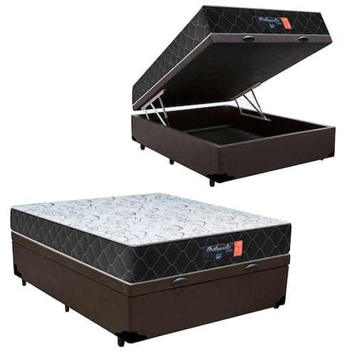 imagem-Cama Box Baú Casal + Colchão Espuma D33 Semi Ortopédico Extra Firme Comfort Prime 79x138x188 - Marrom
