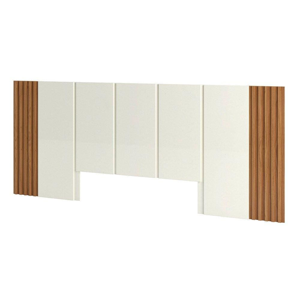Cabeceira de Madeira para Cama Box Casal 270cm 100% MDF TW184 Off White/Freijó - Dalla Costa